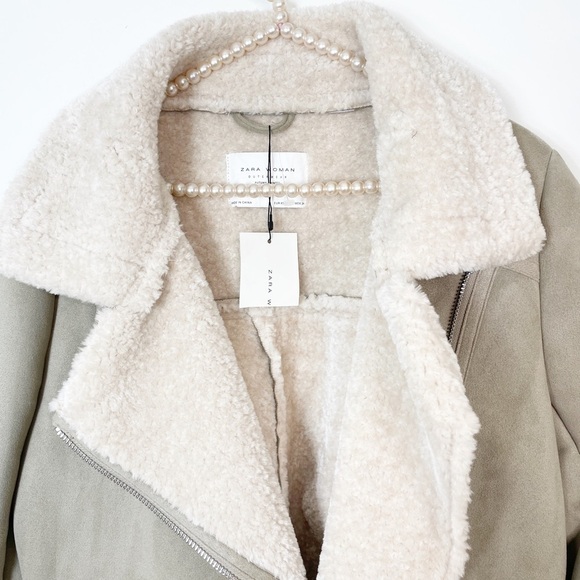 New Zara Textured Warm Biker Jacket - Picture 12 of 13